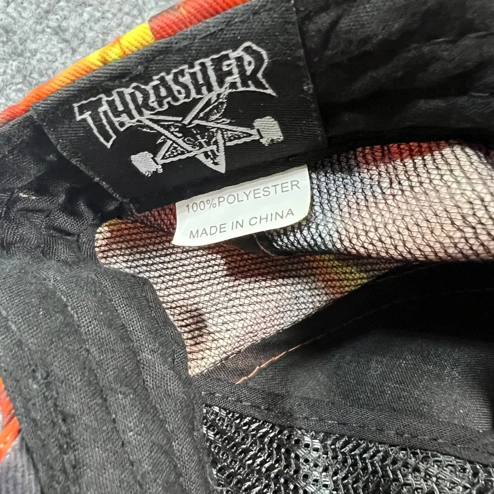 RARE Thrasher Inferno Fire Flame Skate Goat Snapback Hat Orange Mens - Picture 3 of 4